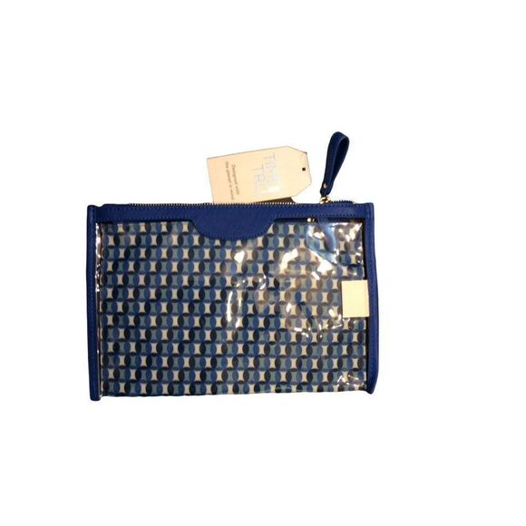 TIME & Tru Zipper Pouch. Gold hardware 11 length 7 width Blue Recyc… - Picture 2 of 3